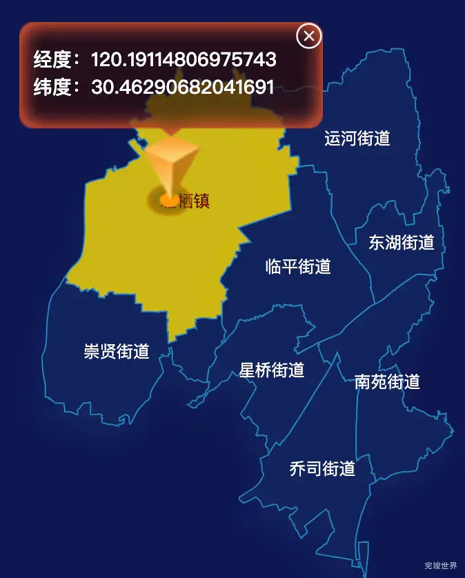 echarts杭州市临平区geoJson地图点击地图获取经纬度